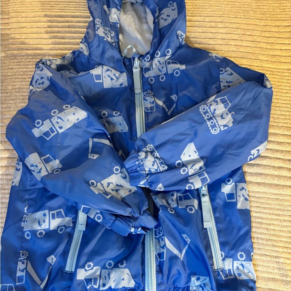 Blue Kids' Jacket with Truck Print